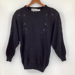 Vintage Western Connection 80's Beaded Slouch Sweater Large Gothic Acadamia 80's